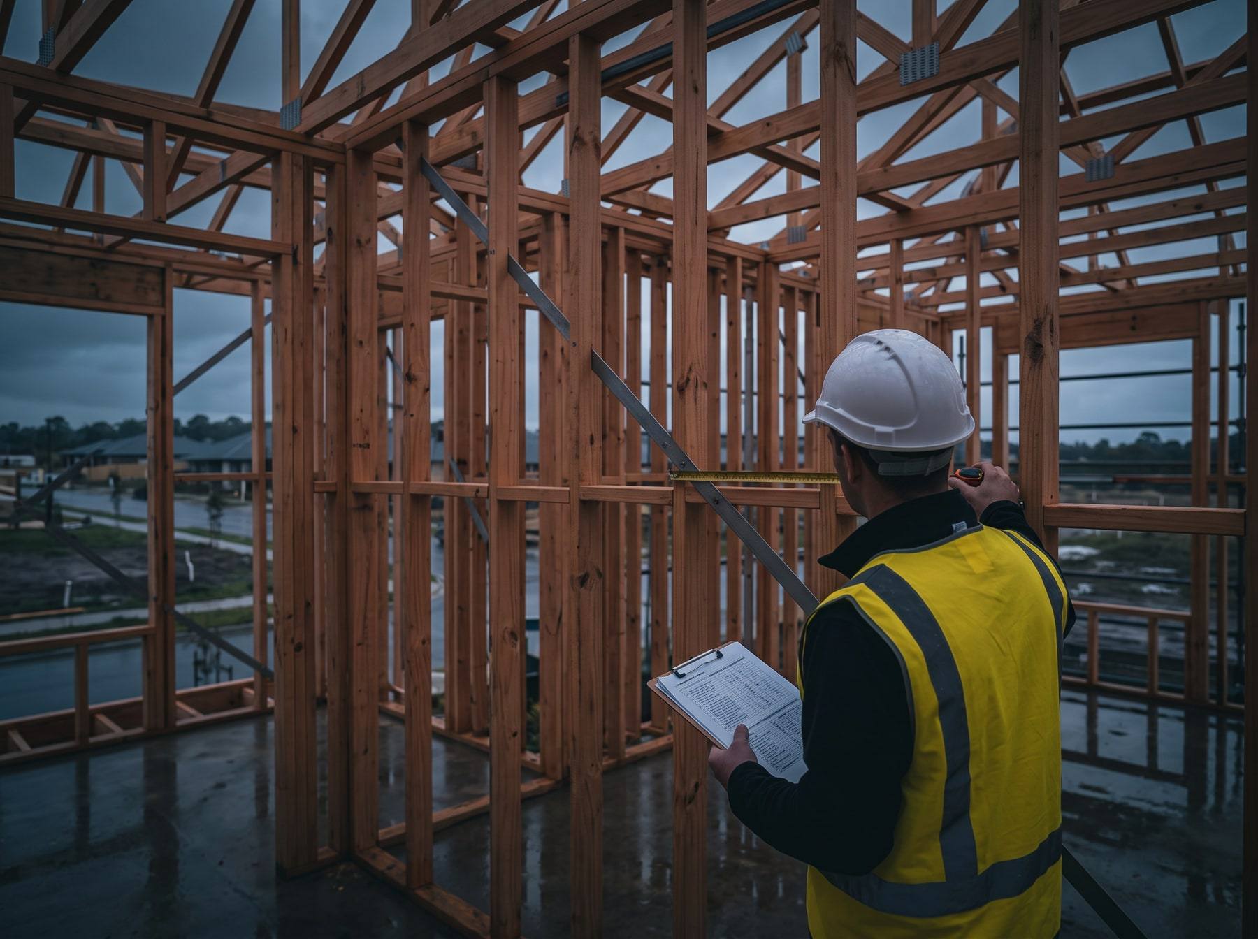 Our surveyor on site at a framing inspection.